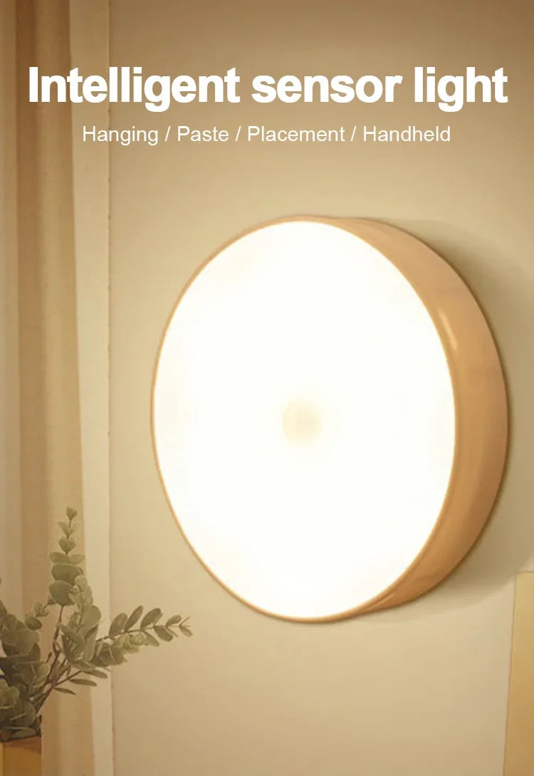HPH LED Motion Sensor Light 3PCS USB Rechargeable Night Light for Kitchen Cabinet Wardrobe Staircase Closet Wireless Light