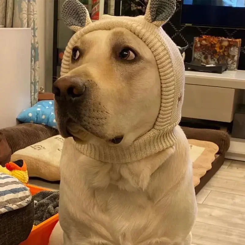 Quiet Dog Ear Muffs Noise Protection Pet Ears Covers Knitted Hat Anxiety Relief Winter Warm Earmuffs For Medium Large Dogs New