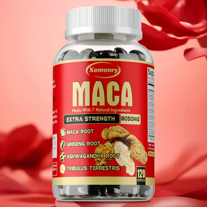 Maca Root Capsules - with Ginseng & Ashwagandha, to Support Energy, Endurance and Performance, Muscle Mass Improve