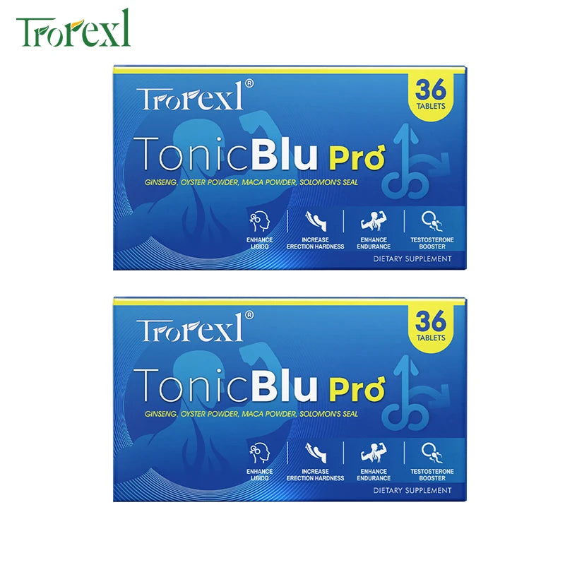 TonicBlu Pro Blue Tablets Male Enhancing Natural Oyster & Ginseng Pills Support Enhanced Vitality, Stamina & Energy, Drive