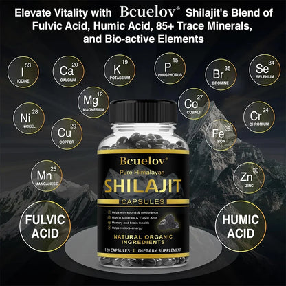 Shilajit Original Shilajits Capsule High Purity Mineral Supplements with 85+Trace Minerals Enhance Energy & Resist Stress