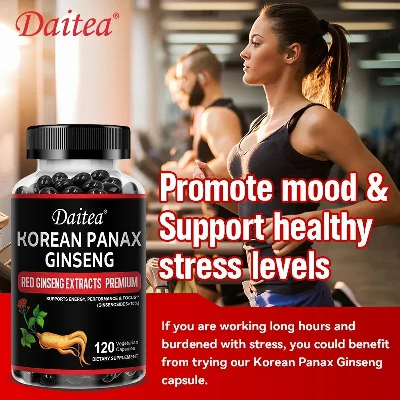 Korean Red Ginseng Capsules-1000 Mg, Boosts Energy, Endurance, Athletic Performance and Muscle Strength, Supports Immune Health