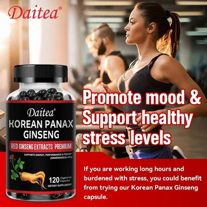 Korean Red Ginseng Capsules-1000 Mg, Boosts Energy, Endurance, Athletic Performance and Muscle Strength, Supports Immune Health