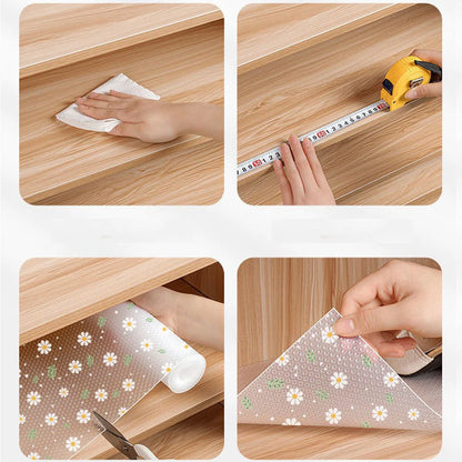 Daisy Flower Kitchen Cabinet Mat Reusable Drawer Mat Kitchen Dining Table Mat Insulation Mat Waterproof Moisture-proofDrawer Mat