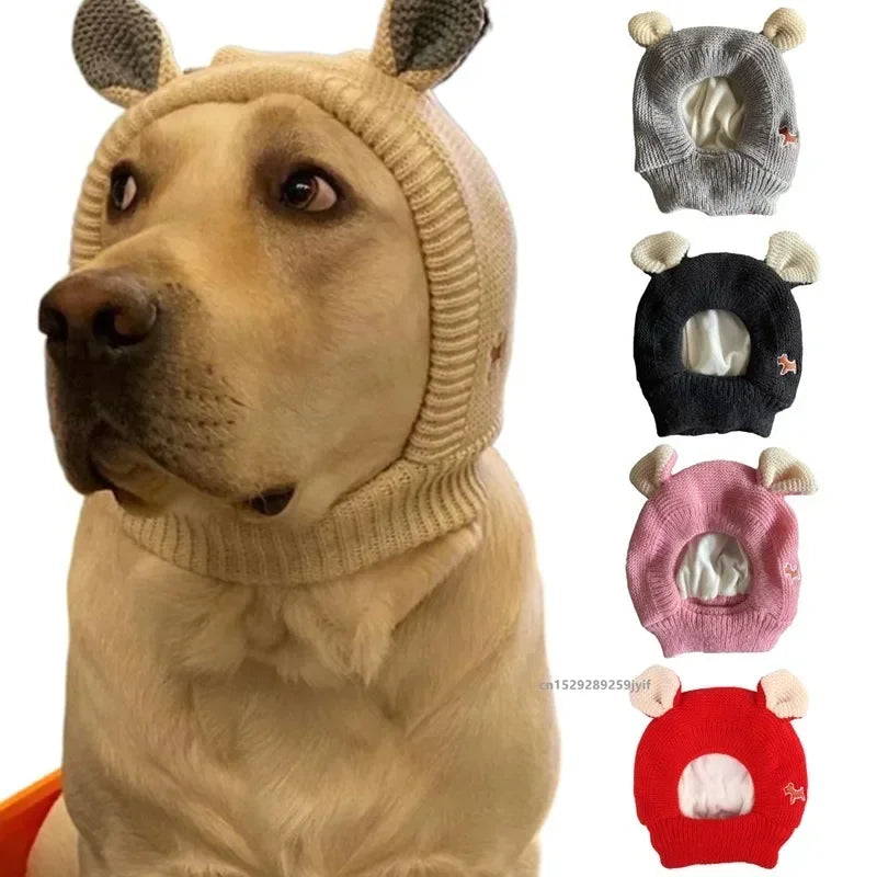 Quiet Dog Ear Muffs Noise Protection Pet Ears Covers Knitted Hat Anxiety Relief Winter Warm Earmuffs For Medium Large Dogs New