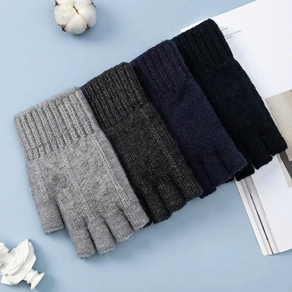 2026 Winter and Autumn Knitted Gloves Warm Plush Men's and Women's Fingerless Gloves Outdoor Sports Touchscreen Gloves