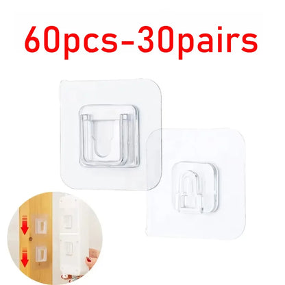 Double Sided Adhesive Wall Hooks Hanger Strong Transparent Suction Cup Storage Socket Hooks Bathroom Kitchen Bedroom Hook Kit
