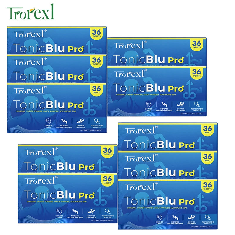 TonicBlu Pro Blue Tablets Male Enhancing Natural Oyster & Ginseng Pills Support Enhanced Vitality, Stamina & Energy, Drive
