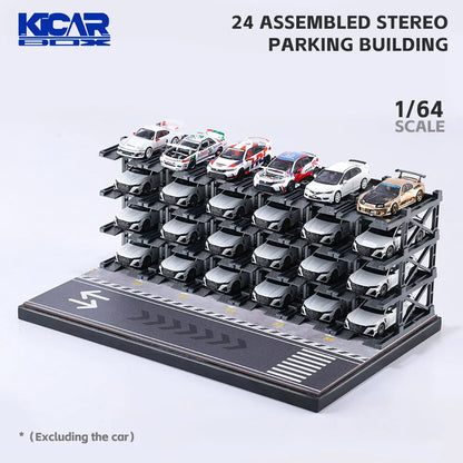 KicarMod 1/64 24 Parking Spaces Assembled Model Car Building Model Kit with Assembly and Display Box Collectible Car Gifts