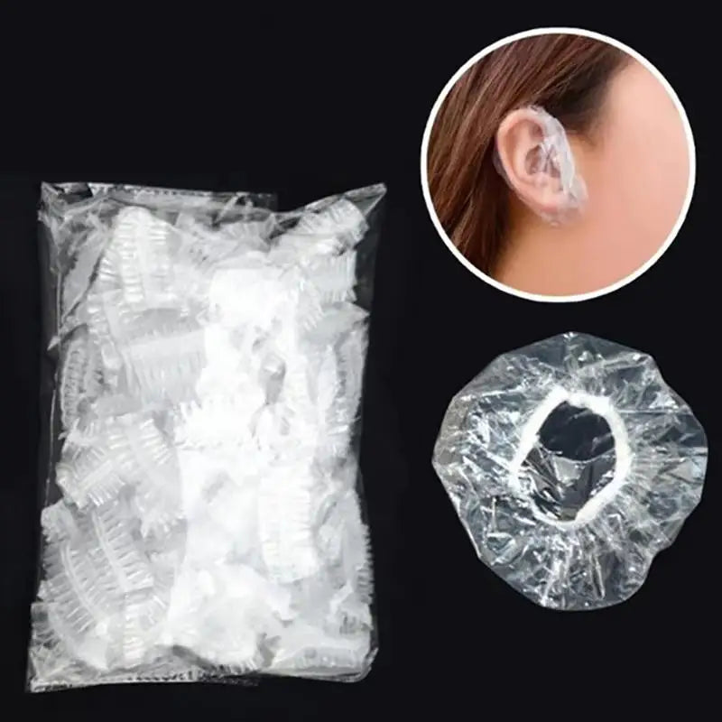 100-1000Pcs Disposable Hairdressing Earmuffs Salon Clear Ear Cover Ear Protection Hair Dye Protect Cap Hair Color Styling Tool