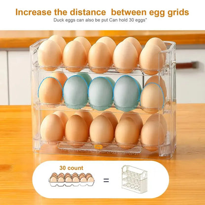 Kitchen Large Capacity Egg Fridge Storage Box - Portable Multi-Layer Egg Tray Organizer, Auto Opening/Closing Egg Holder