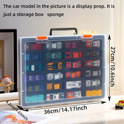 Car Model Storage Box, Matchbox Alloy Car Transparent Display Case, Toy Car Organizer, Partitioned Box for Collectibles
