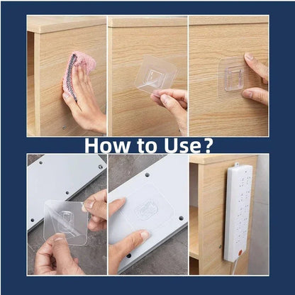 Double-Sided Self Adhesive Wall Hooks Strong Sticky Transparent Traceless Kitchen Bedroom Wall Hook Storage Holders Wholesale