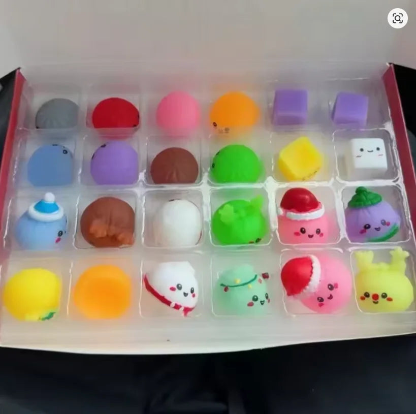 2026 Christmas Dumpling Squishy Advent Calendar 24Day Countdown Surprise Box Squishies Ball Slow Rebound Squeeze Sensory Gift