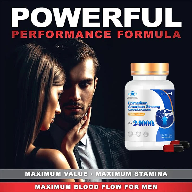 100% Pure Non-GMo Organic American Ginseng Supplement - 60 Capsules Supports Reproductive Health Natural Energizer Stamina