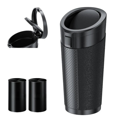 Car Trash Can (with Lid) Auto Dust Organizer with Garbage Bags Small Car Trash Bin Can Car Interior Rubbish Bag Car Accessories