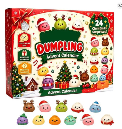 2026 Christmas Dumpling Squishy Advent Calendar 24Day Countdown Surprise Box Squishies Ball Slow Rebound Squeeze Sensory Gift