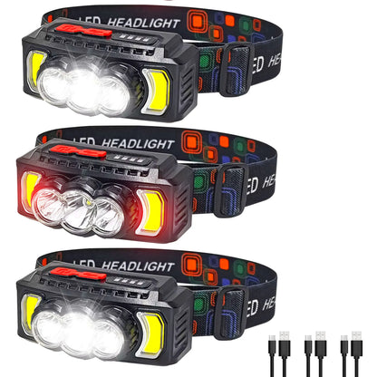 70g Ultra Light Headlamp 7 Modes XPE+LED+COB Red Light 0°-180° Adjustable Type-C Rechargeable Waterproof 2026 Upgrade