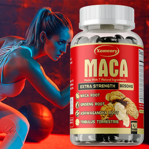 Maca Root Capsules - with Ginseng & Ashwagandha, to Support Energy, Endurance and Performance, Muscle Mass Improve