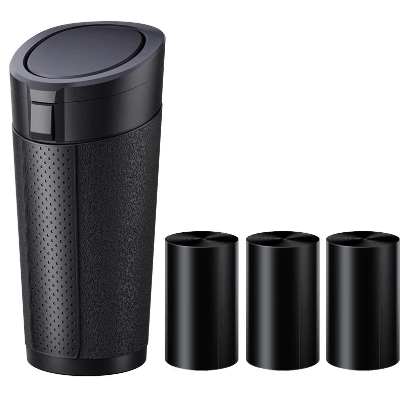 Car Trash Can (with Lid) Auto Dust Organizer with Garbage Bags Small Car Trash Bin Can Car Interior Rubbish Bag Car Accessories