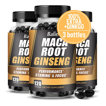 Maca + Ginseng Capsules - Supports Immune Health, Improves Mood, and Boosts Energy, 120 Capsules