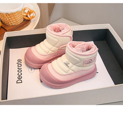 2025 New Winter Plush Snow Boots for Children Thick Warm Boy's Girl's Cotton Shoes Waterproof Kid's Winter Boots Velvet Shoe