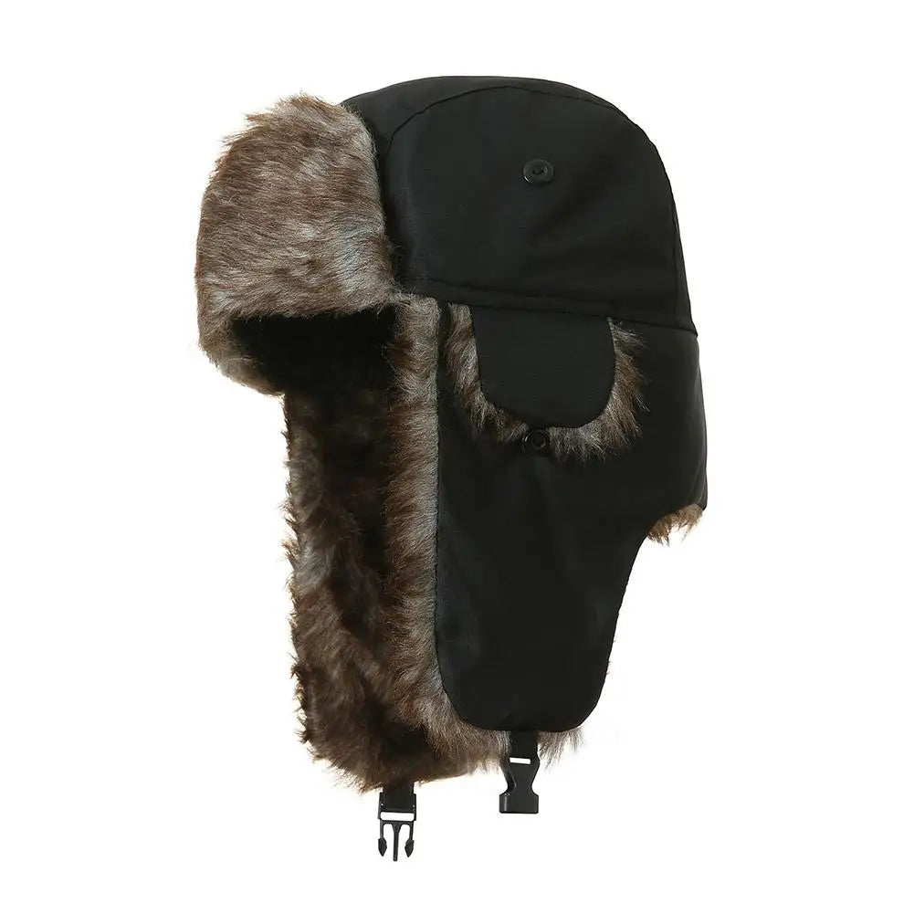 Leather Hat Winter Waterproof Thicken Earmuffs Warm Russian Ski Hat Windproof Cold Flat Cap For Elder Men Women Essential Winter