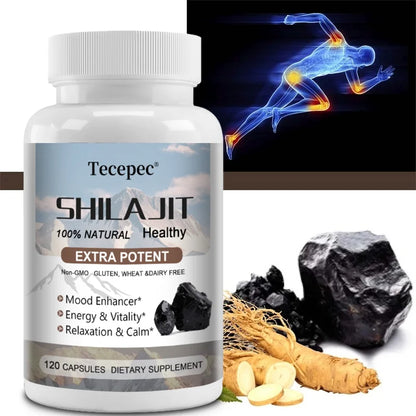 Shilajit & Ginseng Capsules, Mineral Herbal Supplement for Daily Focus Energy Endurance Brain & Immune Wellness, Relieve Stress