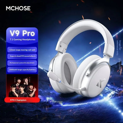 MCHOSE V9 Pro2 Gaming Headset, Over-Ear Quad-Mode Wireless Bluetooth Headphones for PC with Microphone (Delta Style)