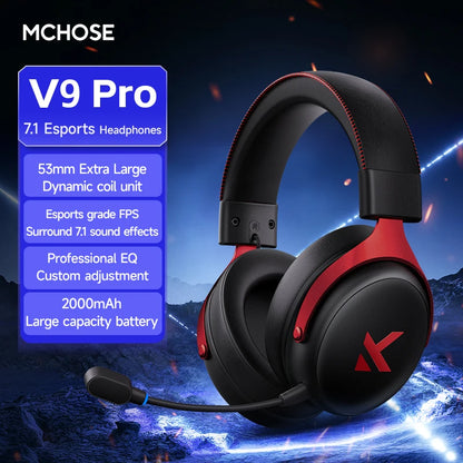 MCHOSE V9 Pro2 Gaming Headset, Over-Ear Quad-Mode Wireless Bluetooth Headphones for PC with Microphone (Delta Style)