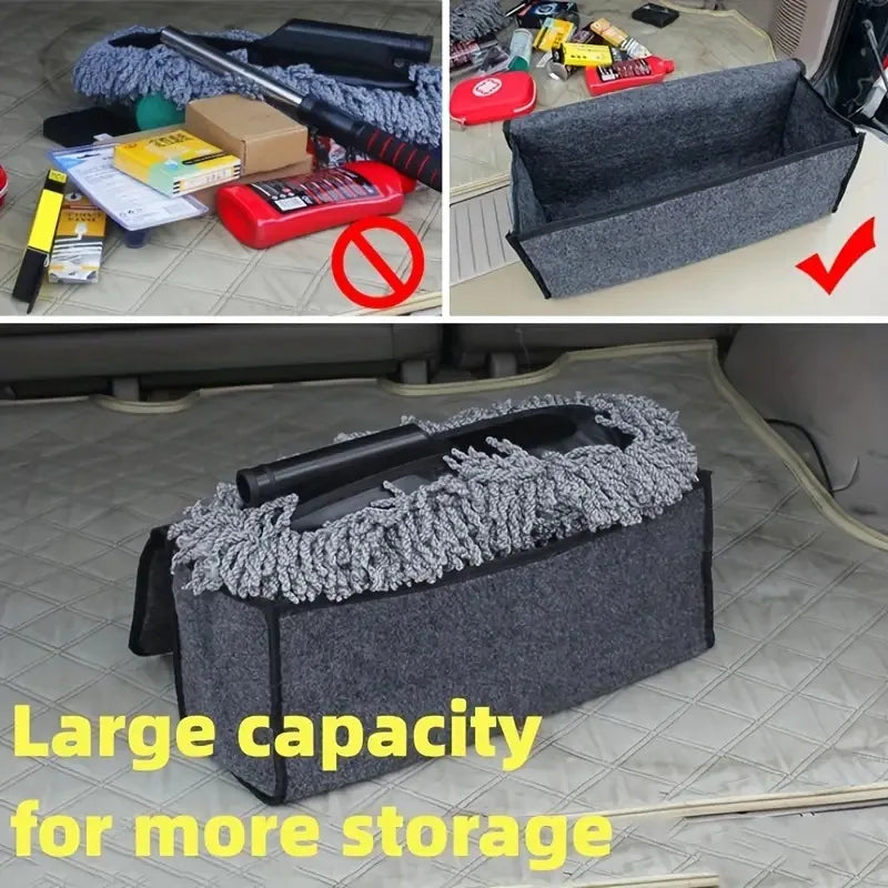 Car Trunk Soft Organizer Felt Storage Box Accessories Large Anti Slip Compartment Boot Storage Organizer Tool Car Storage Bag