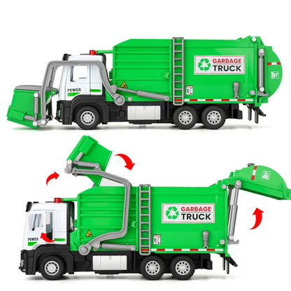 1/32 Garbage Collection Truck Car Model City Garbage Sorting Sanitation Clearing Vehicle Car Model Sound and Light Kids Toy Gift