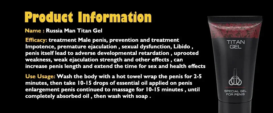 50ml Titan Gel Gold Cream Titan Gel Original Penis Cream Enlargement Essential Oil Enlarge Penis XXL Cream for Male Penis