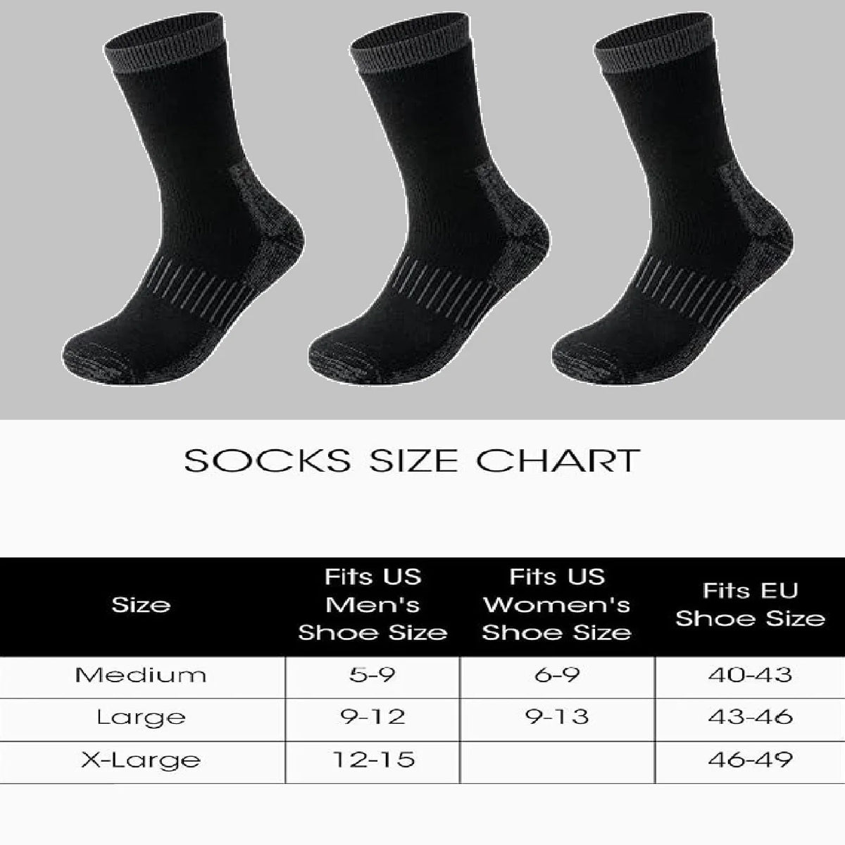 Merino Wool Thermal Socks, Suitable for Both Men and Women, 3 Pairs of Fully Cushioned Winter Boot Socks, Ideal for Hiking and Working in Cold Weather