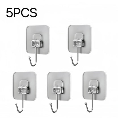 Big Size Hooks Heavy Duty 22 lbs Waterproof Adhesive Wall Hooks Nail-Free Transparent Waterproof Hooks for Kitchen Bathroom