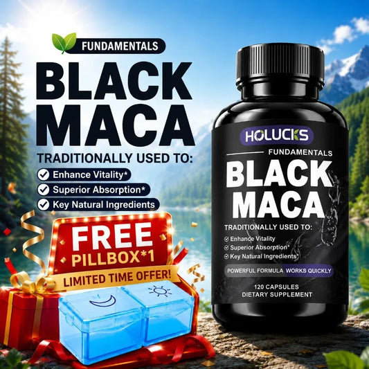 Natural Men Maca Supplement, with Black Maca Extract & Black Pepper, Support Hormone Balance & Masculine Drive, Immune