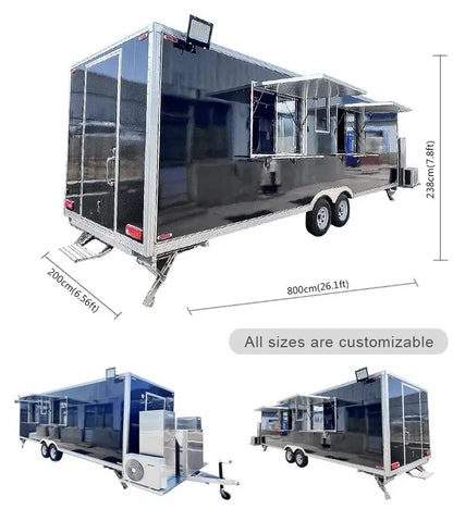 Customized Fully Equipped Mobile Dining Car - BBQ Pizza Coffee Ice Cream Hot Dog Snack Concession Trailer