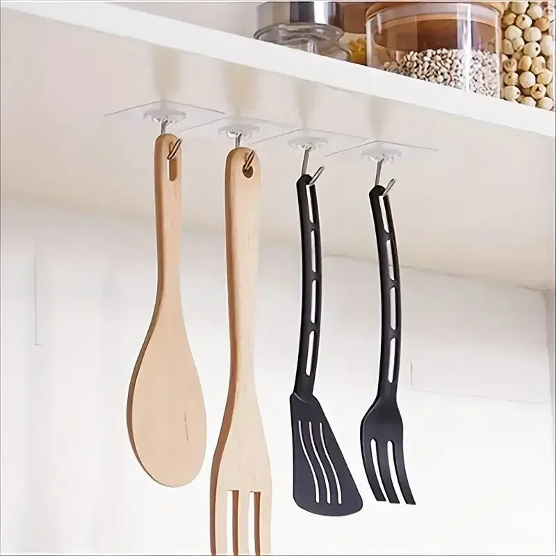 1-100PcsTransparent Self adhesive wall hooks Multi-Purpose Wall Hook Key Holder Towel Holder For Kitchen Bathroom Accessories