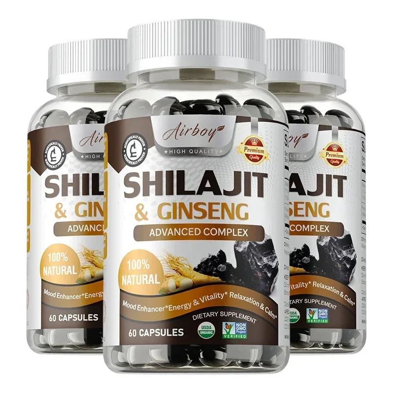 Shilajit & Ginseng - Energy & Vitality Support, Improve Mental Clarity, Immune Support, Increase Endurance, Muscle Growth