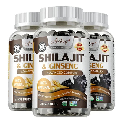 Shilajit & Ginseng - Energy & Vitality Support, Improve Mental Clarity, Immune Support, Increase Endurance, Muscle Growth