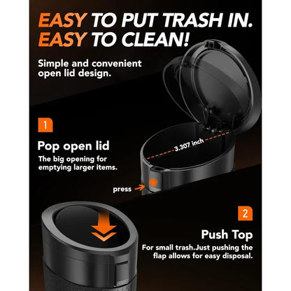 Car Trash Can (with Lid) Auto Dust Organizer with Garbage Bags Small Car Trash Bin Can Car Interior Rubbish Bag Car Accessories
