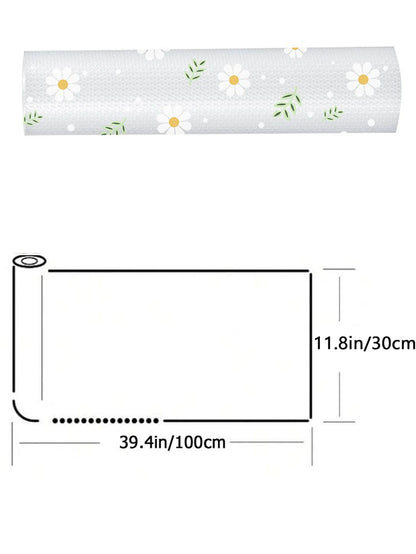 Daisy Flower Kitchen Cabinet Mat Reusable Drawer Mat Kitchen Dining Table Mat Insulation Mat Waterproof Moisture-proofDrawer Mat