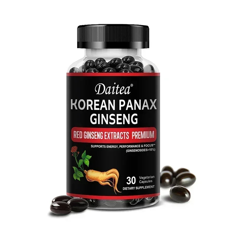 Korean Red Ginseng Capsules-1000 Mg, Boosts Energy, Endurance, Athletic Performance and Muscle Strength, Supports Immune Health