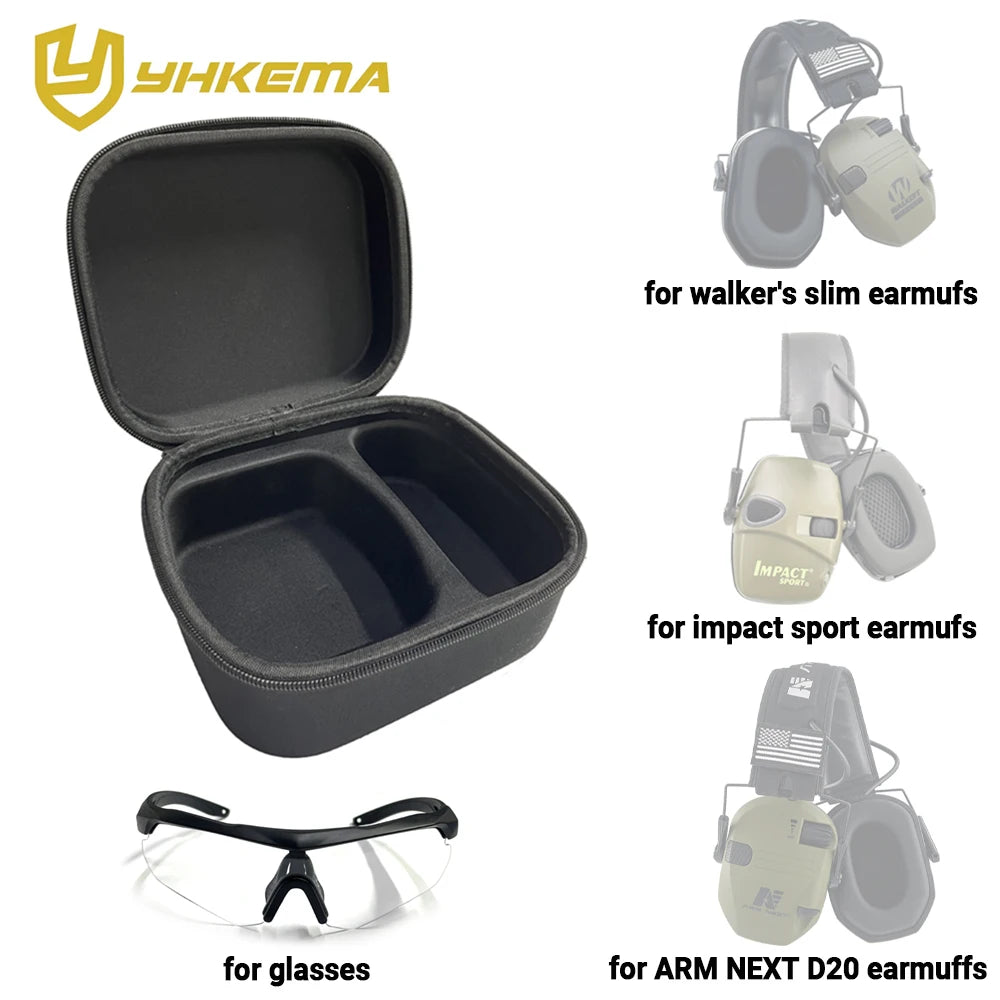 Hard Storage Travel Case for Electronic Shooting Earmuffs Compatible Impact Hearing Protection Shooter Safety Eyewear Glasses