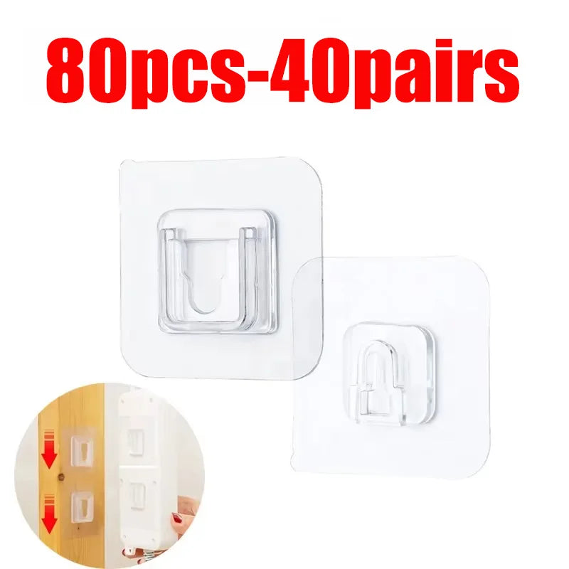 Double Sided Adhesive Wall Hooks Hanger Strong Transparent Suction Cup Storage Socket Hooks Bathroom Kitchen Bedroom Hook Kit