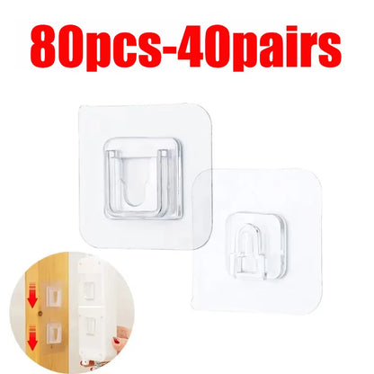 Double Sided Adhesive Wall Hooks Hanger Strong Transparent Suction Cup Storage Socket Hooks Bathroom Kitchen Bedroom Hook Kit