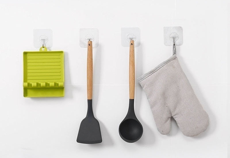 Kitchen Spoon Holders Fork Spatula Rack Shelf Organizer Plastic Chopsticks Holder Non-slip Spoons Pad