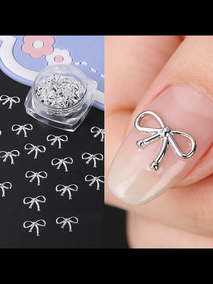 3 Bottle Boxed Nail Accessories Gold Silver Rose Gold Hollow Metal Bow Classic Bow Decoration Girls Square Bottle Metal Bow 2026