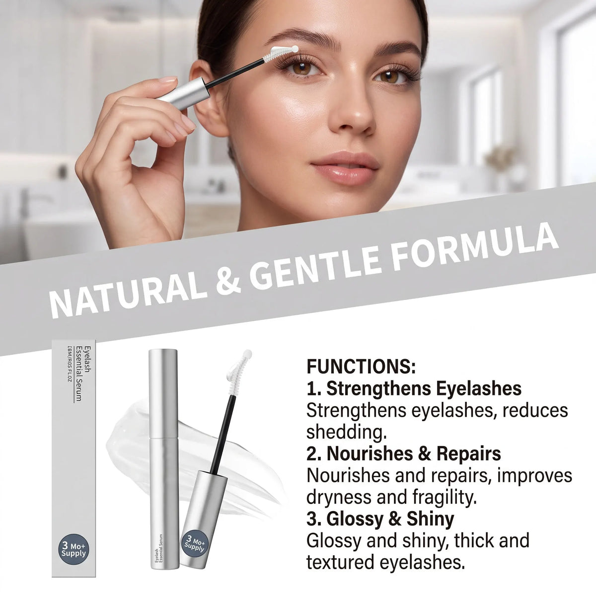 Eyelash Essential Serum 15ml Nourishing Lash Care Liquid for Natural Curl Thicker Fuller Longer Eyelashes Lash Care Products