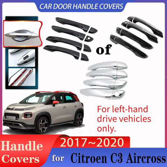 For Citroen C3 Aircross Accessories 2017~2020 Car Door Handles Cover Exterior Scratch Protective Decor Anti-rust Car Accessories